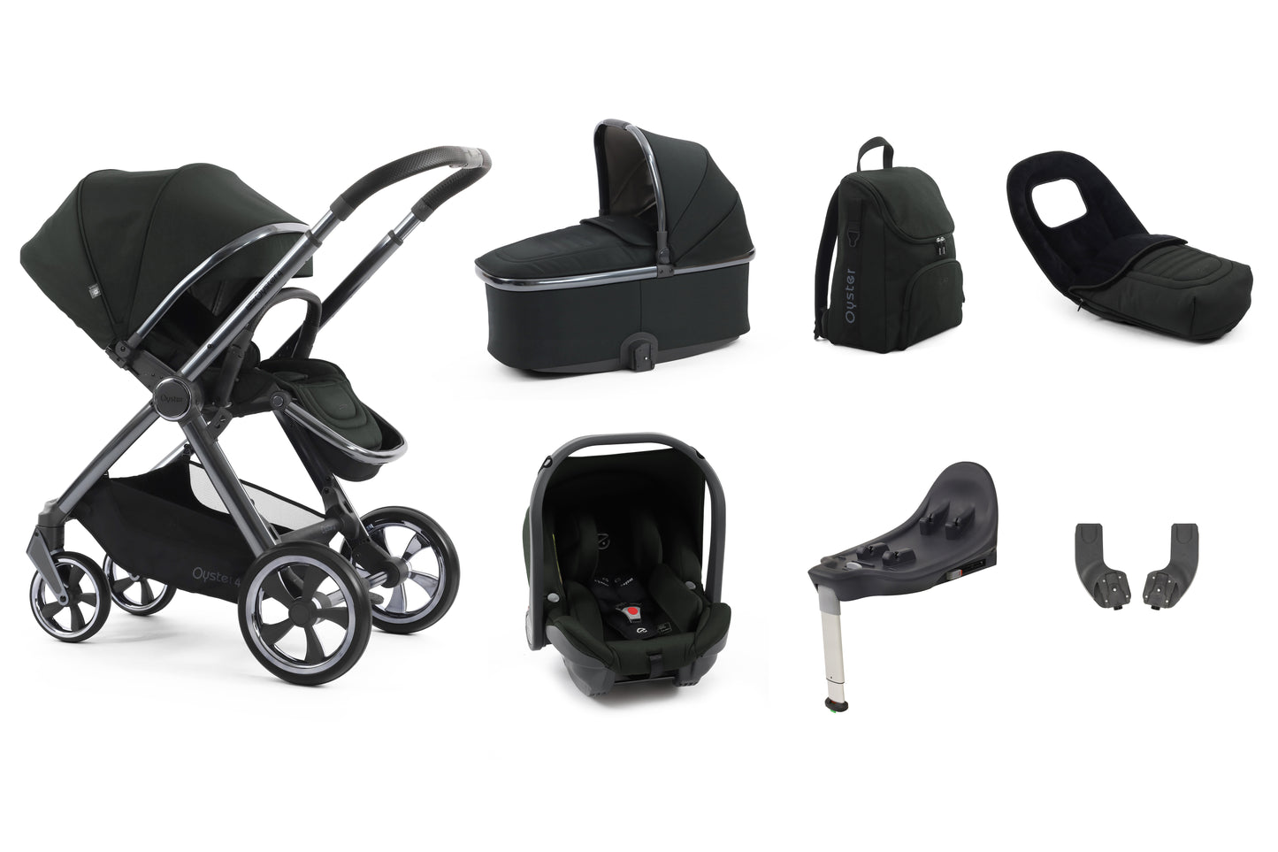 BabyStyle Oyster4 7-Piece Travel System Black Olive Check Delivery Date Before Ordering