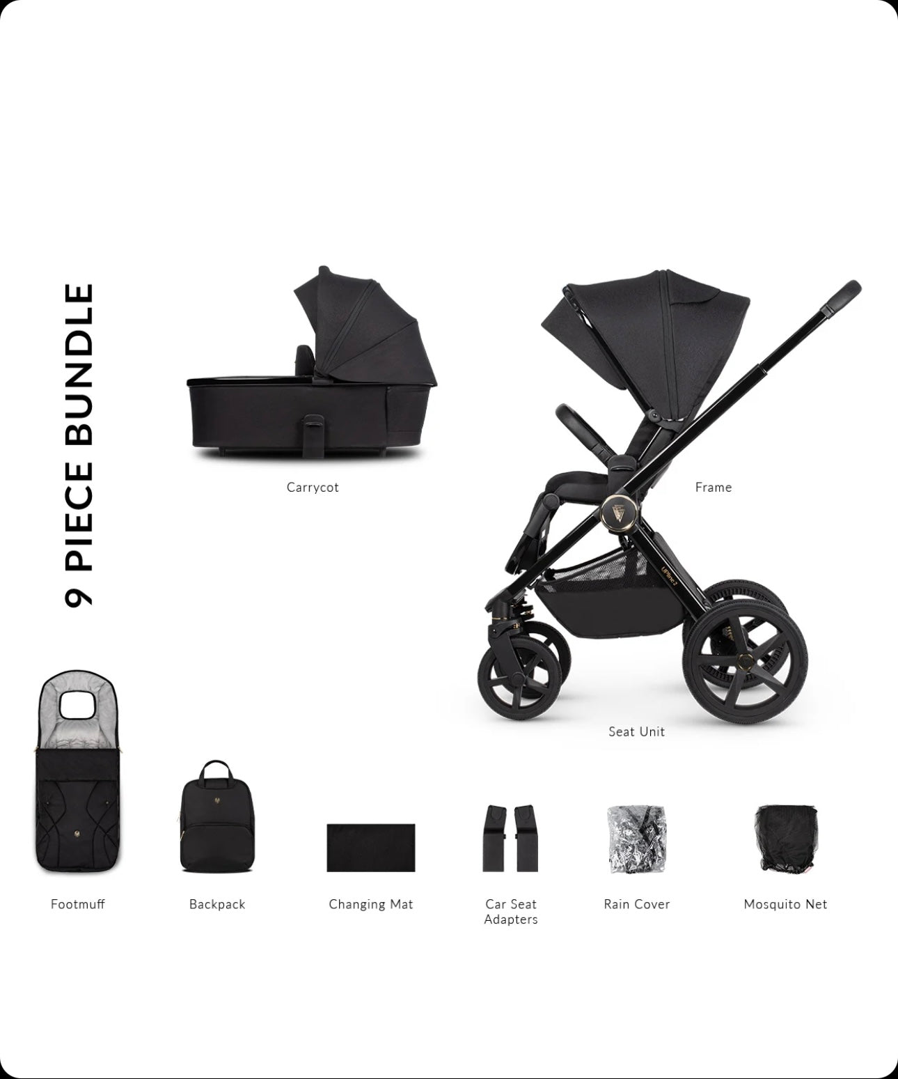 Venicci Upline 2 2 in 1 All Black
