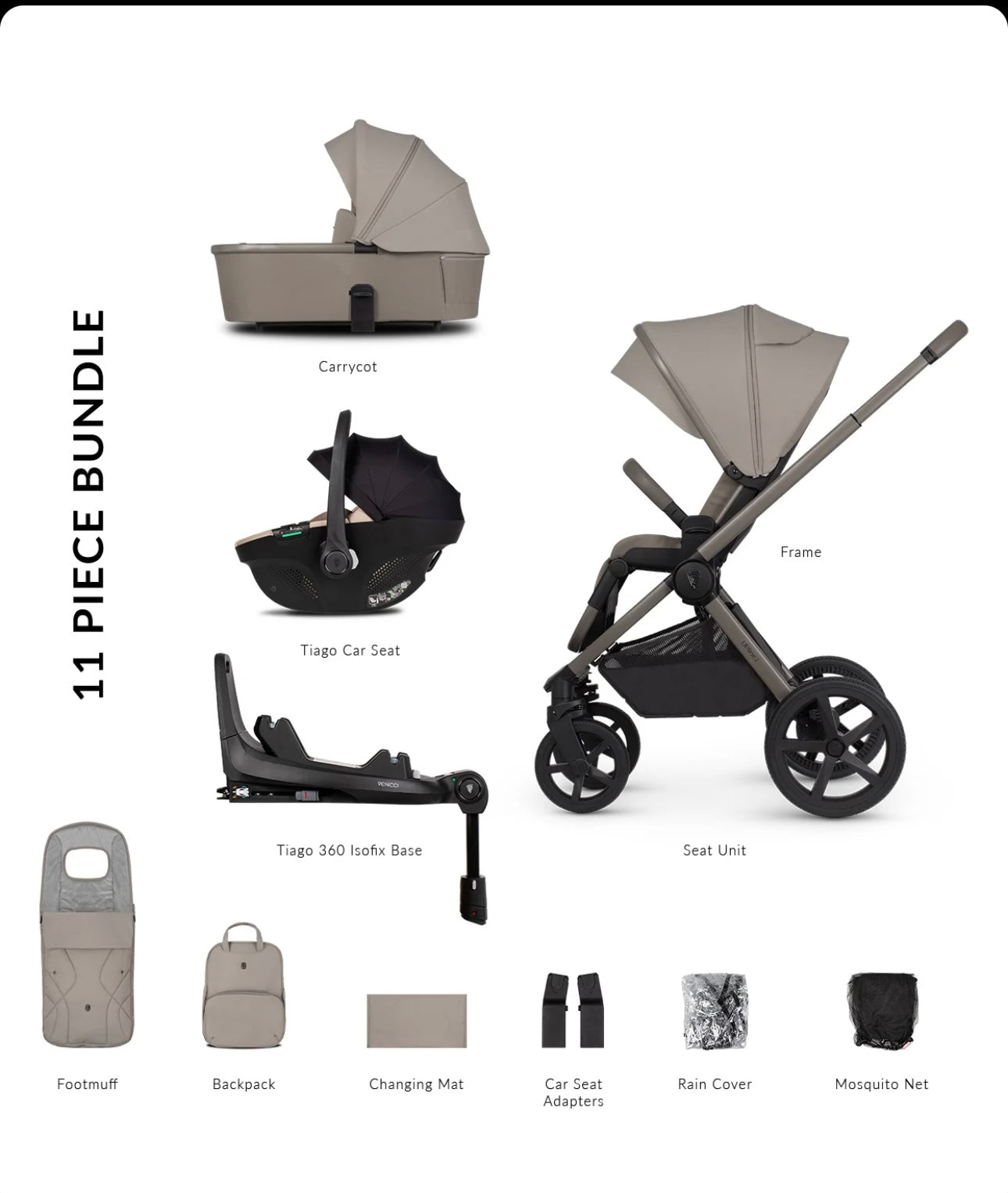 Venicci Upline 2 3 in 1 With Rotating Base Taupe