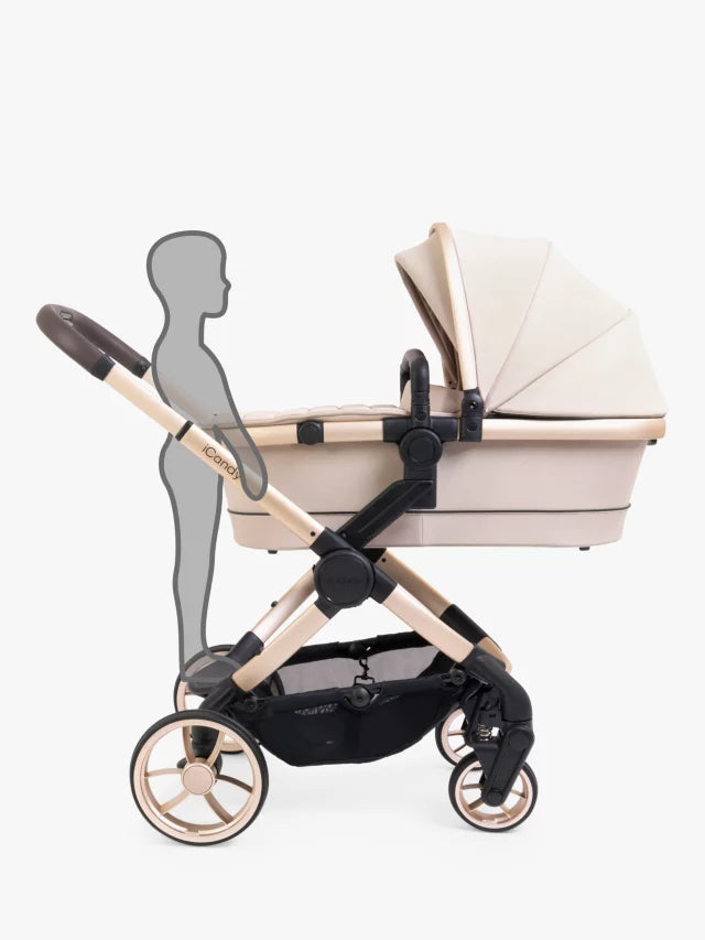 iCandy Peach 7 Pushchair & Accessories with Cybex Cloud T Baby Car Seat and Base T Bundle, Biscotti/Cozy beige