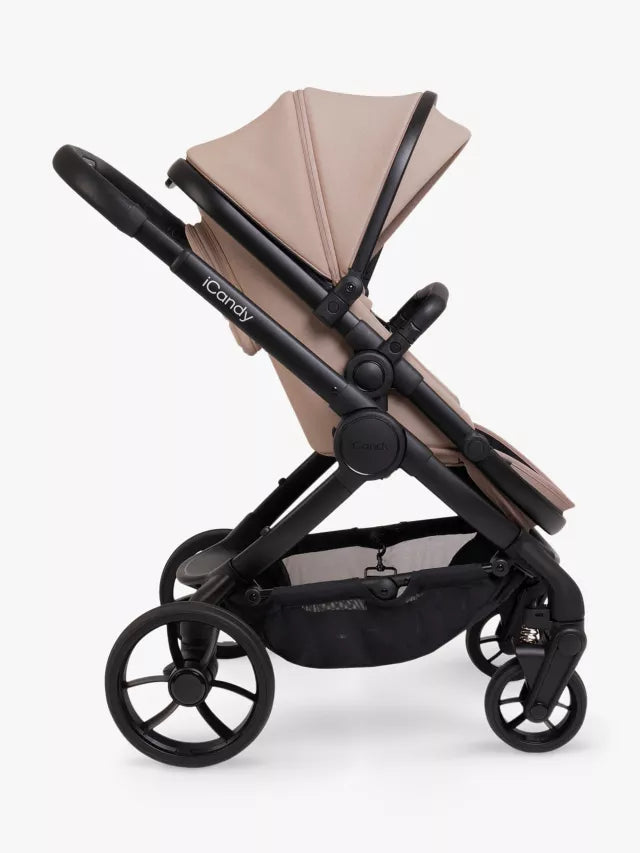 iCandy Peach 7 Pushchair & Accessories with Cybex Cloud T Baby Car Seat and Base T Bundle, Cookie Cozy Beige