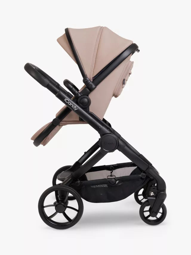 iCandy Peach 7 Pushchair & Accessories with Cybex Cloud T Baby Car Seat and Base T Bundle, Cookie Cozy Beige