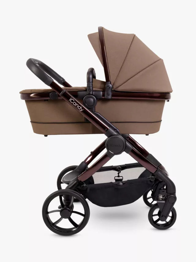 iCandy Peach 7 Pushchair & Accessories with Cybex Cloud T Baby Car Seat and Base T Bundle, Coco/Deep Black