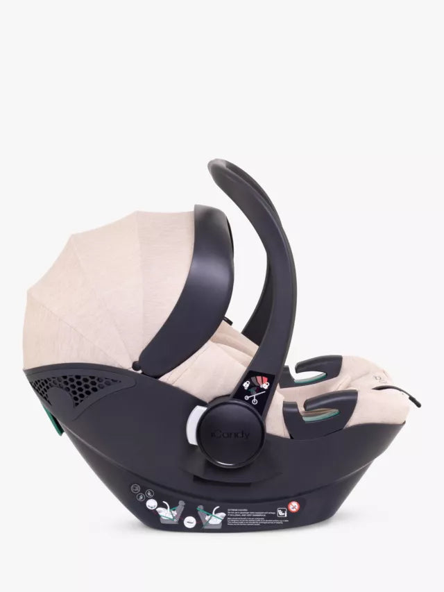 iCandy Peach 7 Pushchair, Carrycot & Accessories with Cocoon Car Seat and Base Travel Bundle, Biscotti