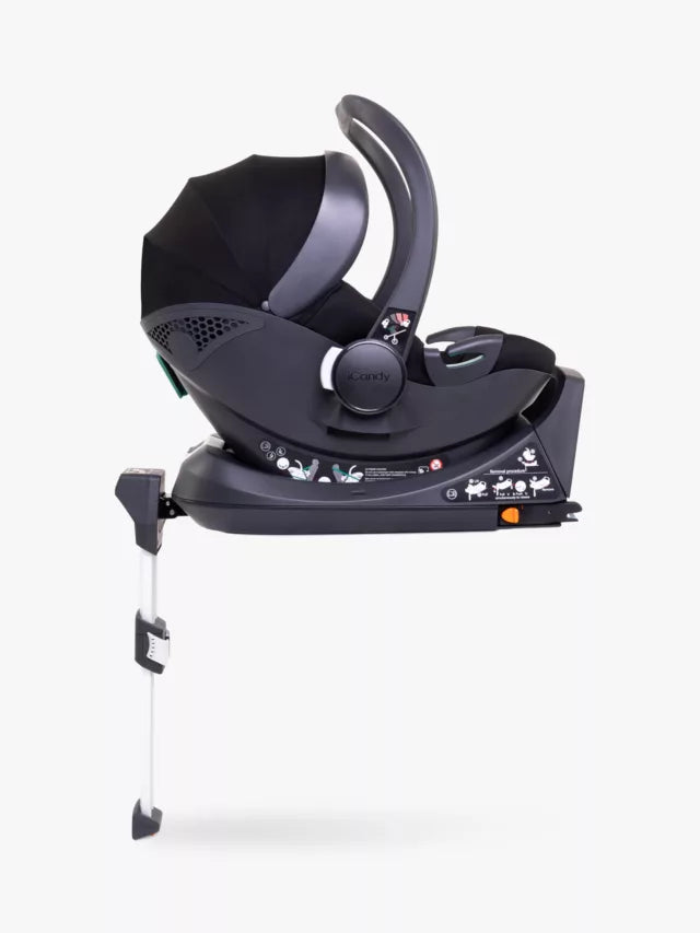 iCandy Peach 7 Pushchair, Carrycot & Accessories with Cocoon Car Seat and Base Travel Bundle, Black Edition