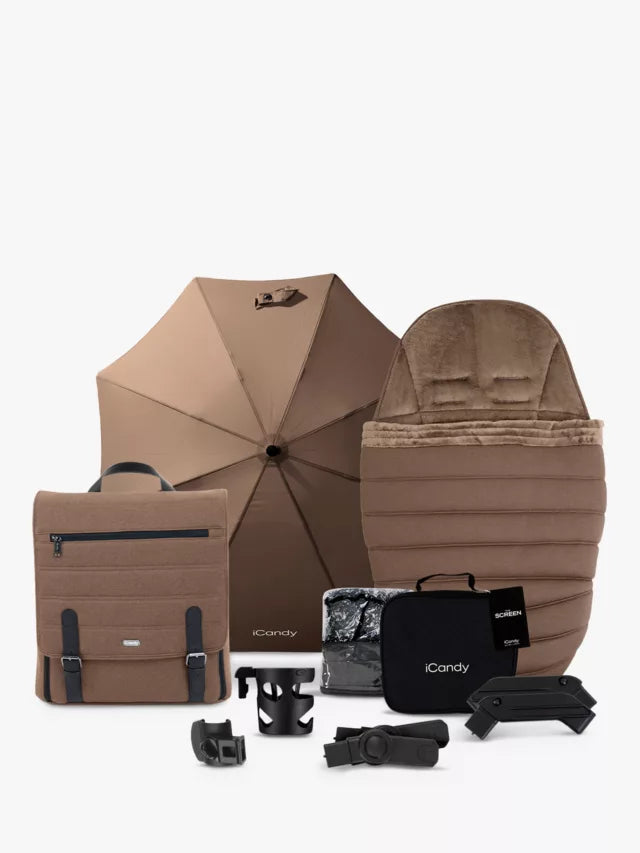 iCandy Peach 7 Pushchair, Carrycot & Accessories with Cocoon Car Seat and Base Travel Bundle, Coco