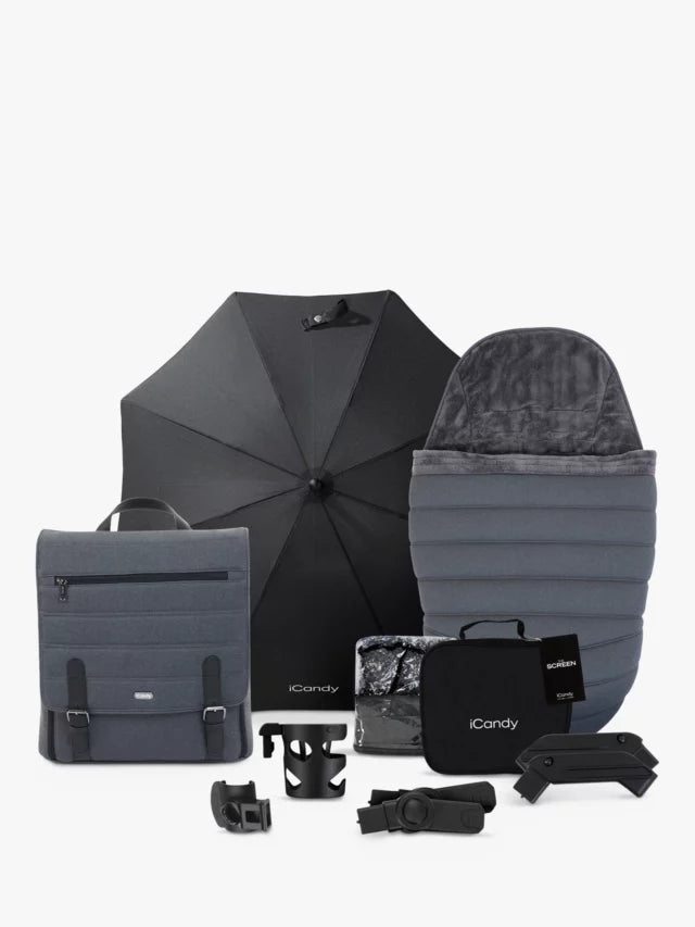 iCandy Peach 7 Pushchair, Carrycot & Accessories with Cocoon Car Seat and Base Travel Bundle, Truffle