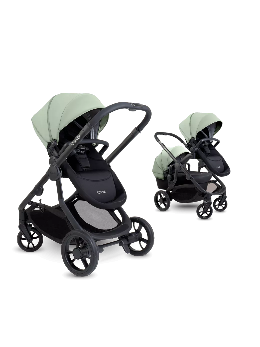 iCandy Orange 4 Pushchair, Carrycot and Accessories Complete Bundle Jet /Pistachio