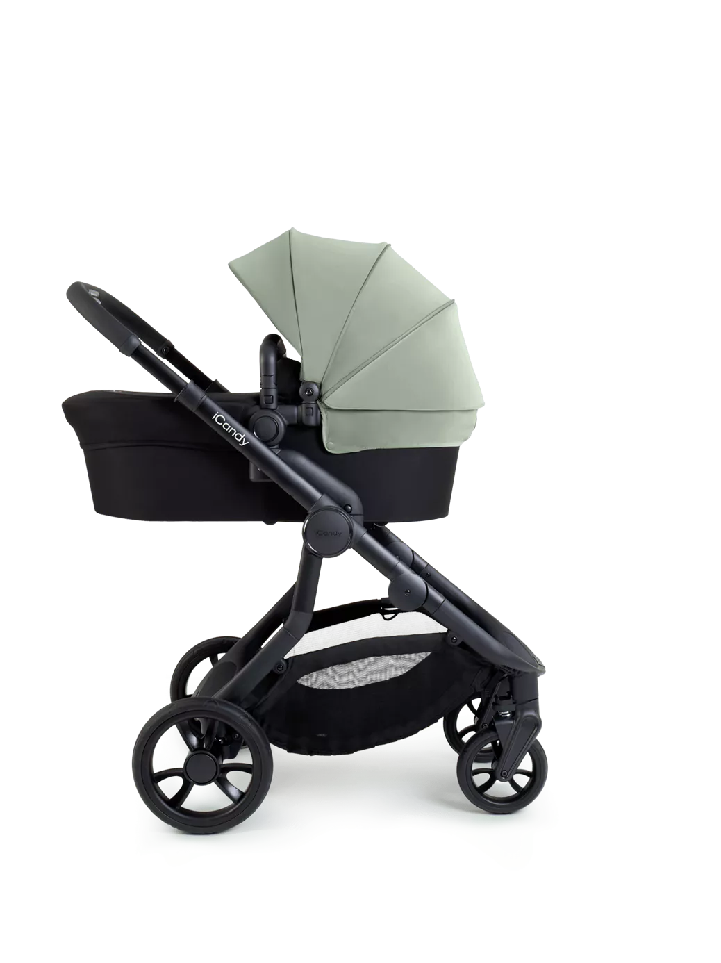 iCandy Orange 4 Pushchair, Carrycot and Accessories Complete Bundle Jet /Pistachio