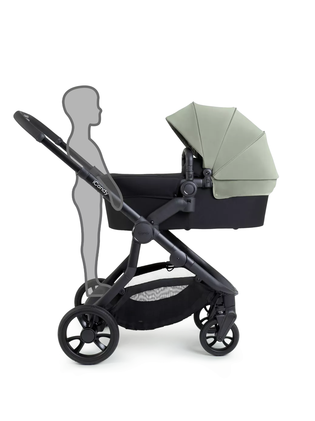 iCandy Orange 4 Pushchair, Carrycot and Accessories Complete Bundle Jet /Pistachio