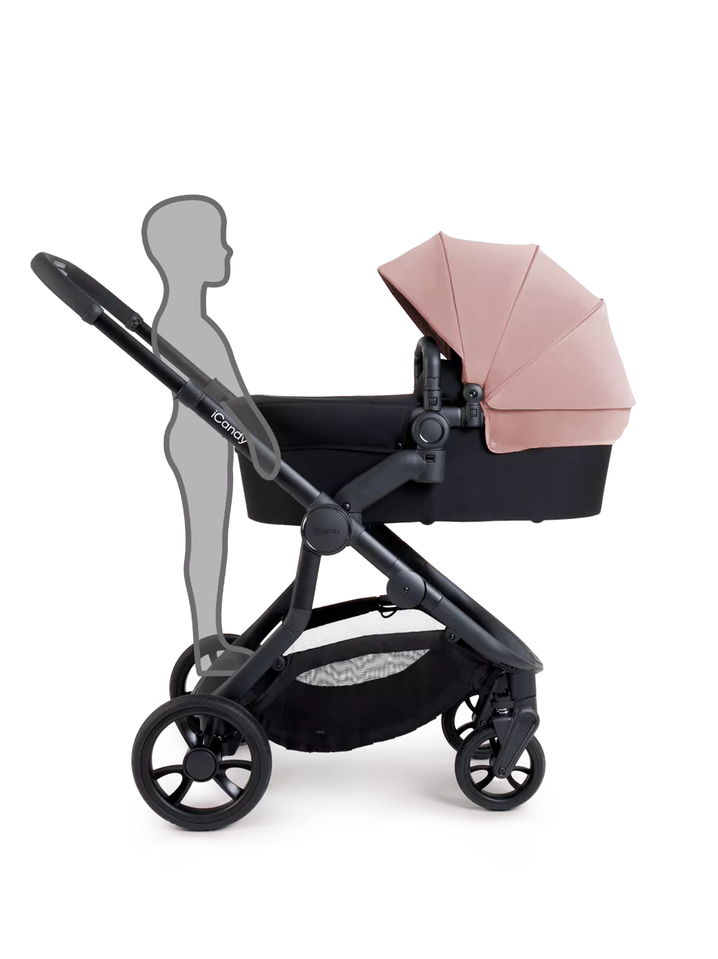 iCandy Orange 4 Pushchair, Carrycot and Accessories Complete Bundle Jet /Rose