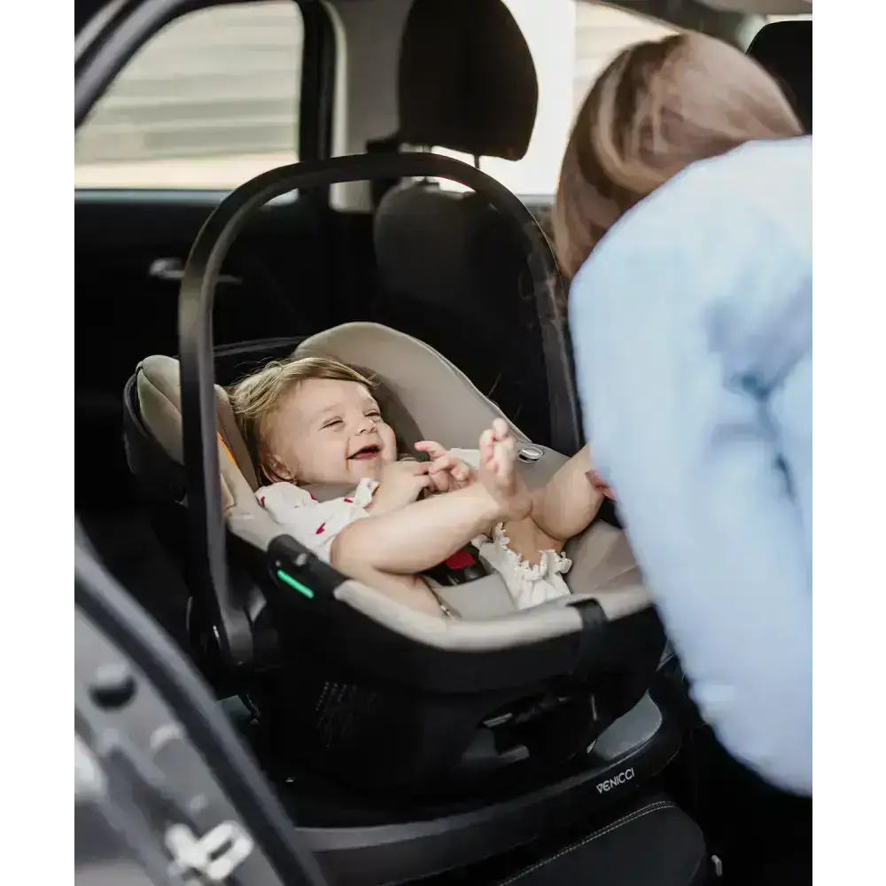 Venicci Upline3 Travel System 3 in 1 with 12 Piece Comfort Bundle Sand Beige Car Seat