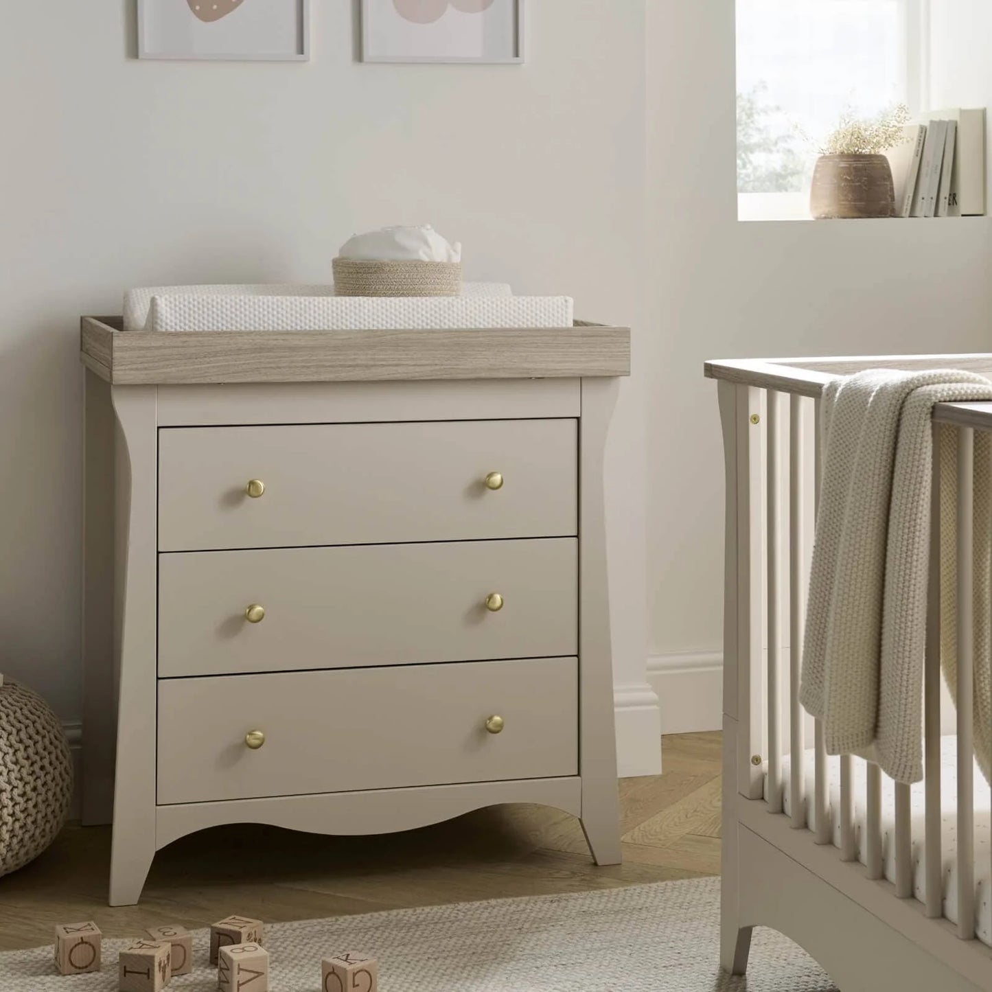 Cuddle Co Clara 3 Drawer Dresser & Changer - Cashmere and Ash *Pre order August delivery