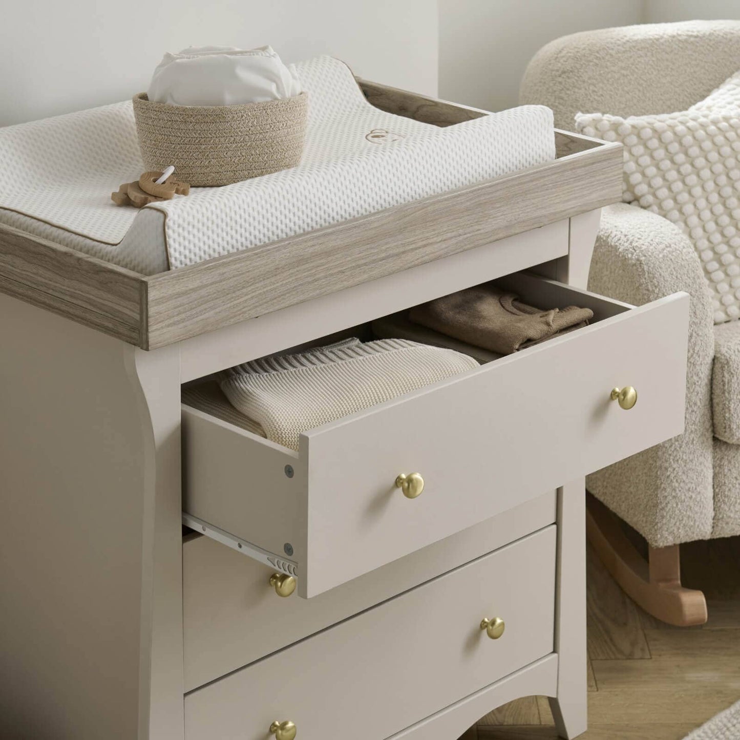 Cuddle Co Clara 3 Drawer Dresser & Changer - Cashmere and Ash *Pre order August delivery