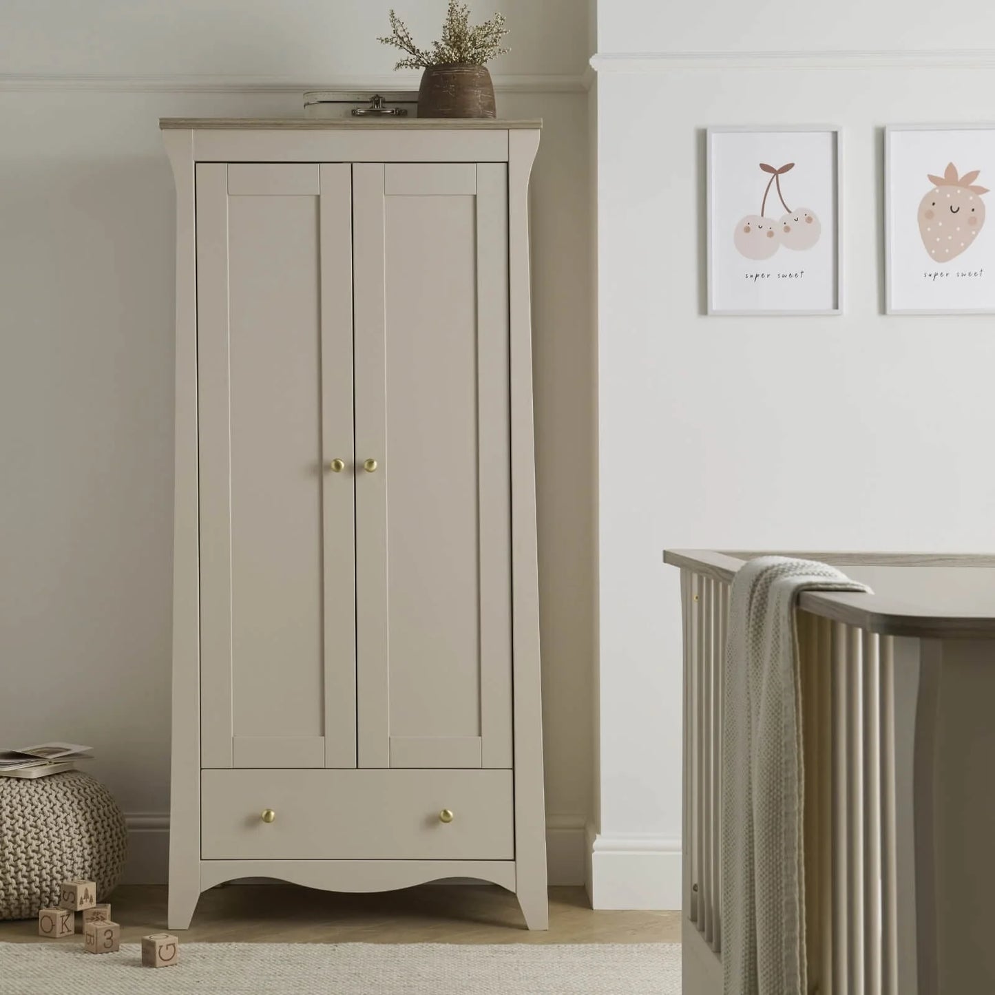 Cuddle Co Clara 2 Door Double Wardrobe Cashmere and Ash *Pre order August delivery