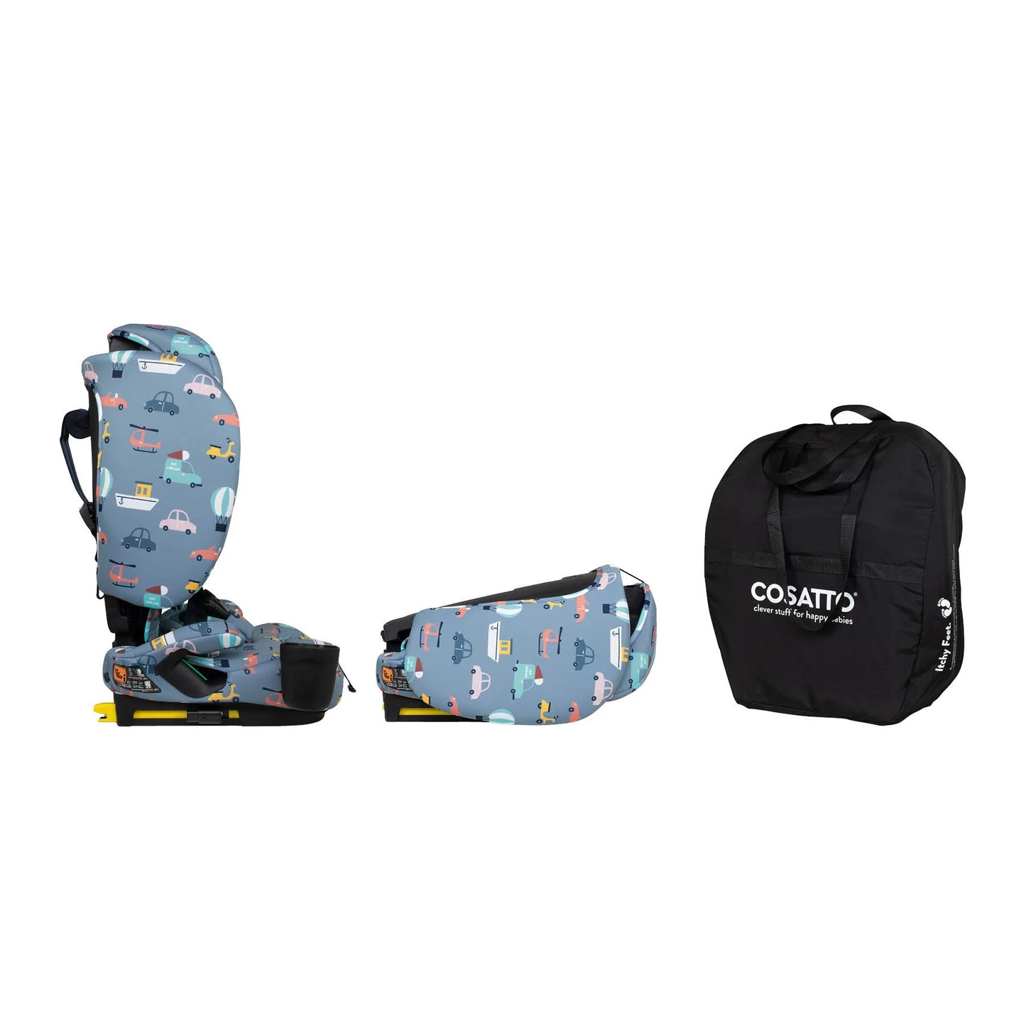 Cosatto On The Go i-Size Travel Car Seat Itchy Feet Sky Pre Order April Delivery