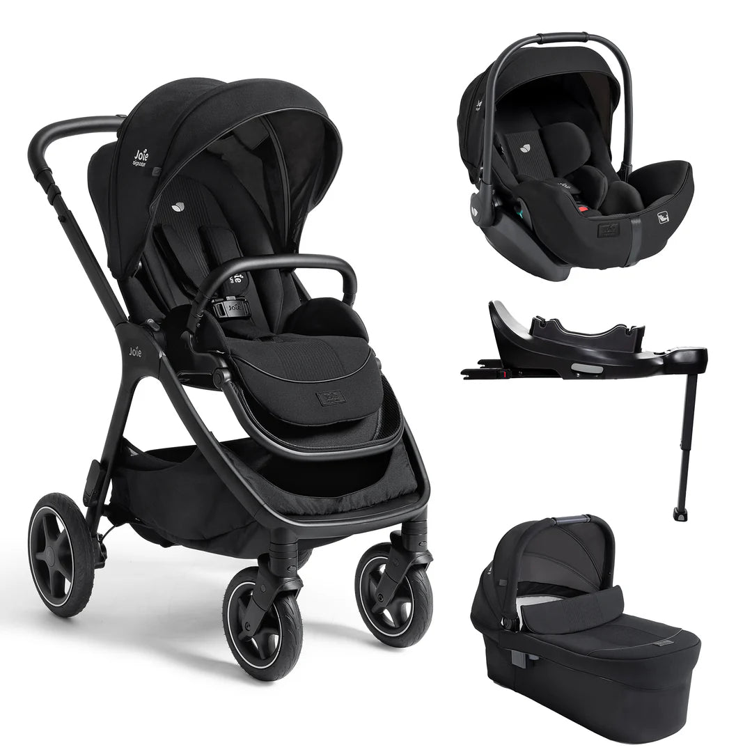 Joie Baby Finiti Pushchair, Ramble XL Carrycot, i-Level Pro Car Seat and i-Base Encore Bundle, Eclipse