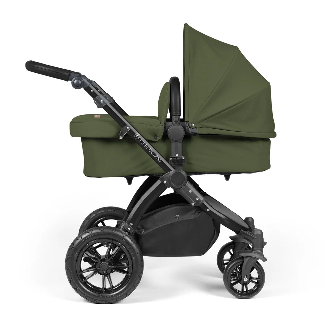 Ickle bubba Stomp Luxe All in One Premium i-Size Travel System with ISOFIX Base Woodland  - Black handle Black Frame