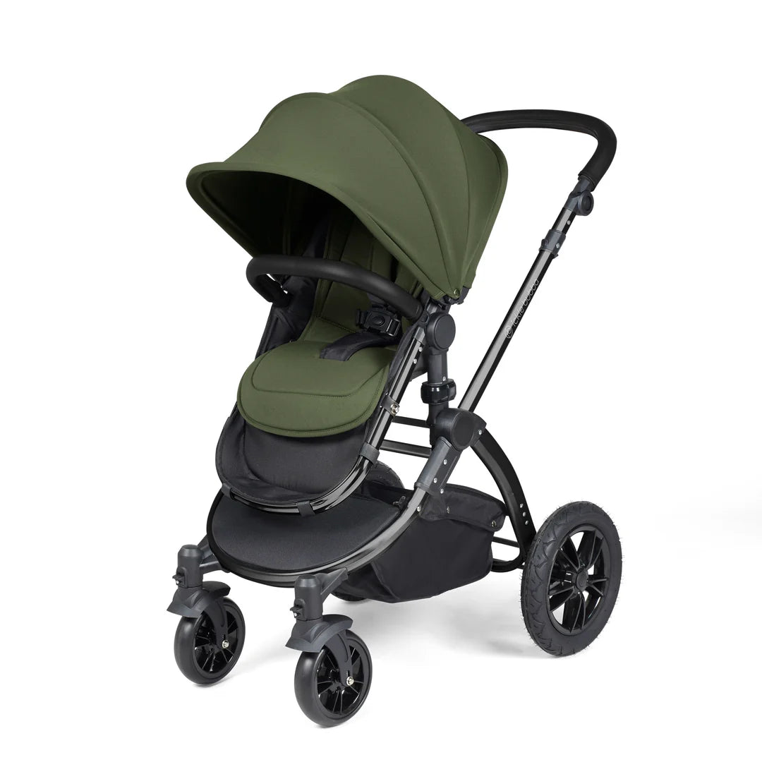 Ickle bubba Stomp Luxe All in One Premium i-Size Travel System with ISOFIX Base Woodland  - Black handle Black Frame