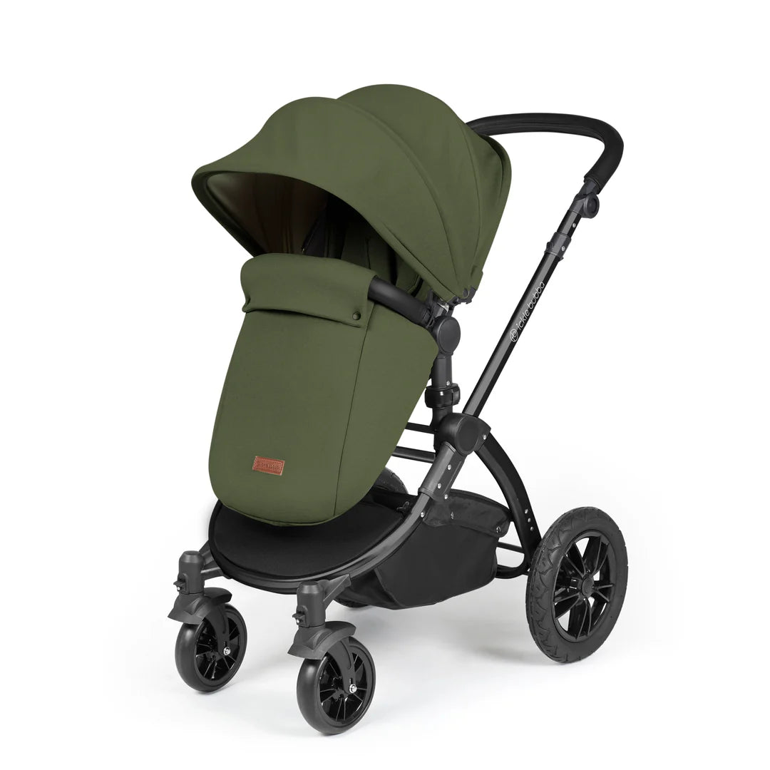 Ickle bubba Stomp Luxe All in One Premium i-Size Travel System with ISOFIX Base Woodland  - Black handle Black Frame