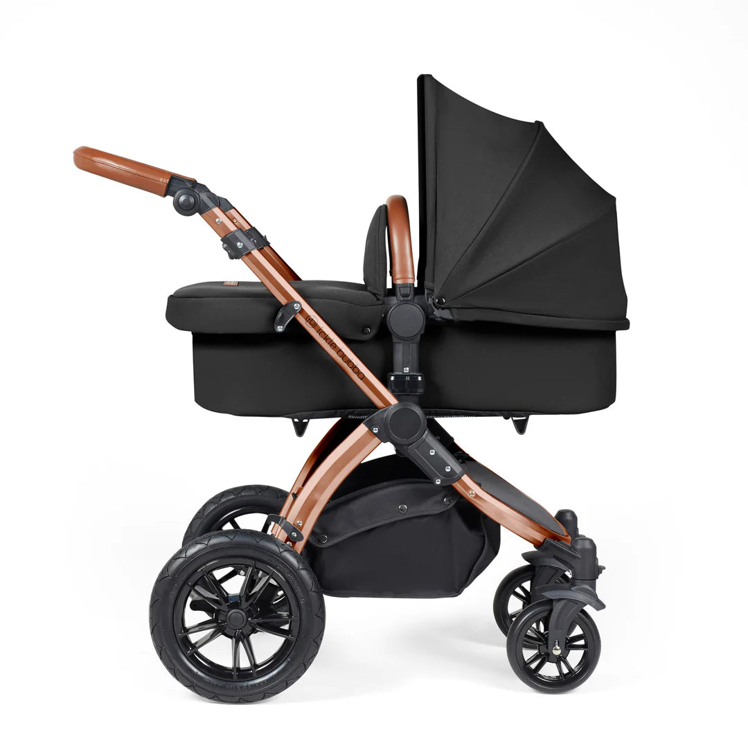 Ickle bubba Stomp Luxe All in One Premium i-Size Travel System with ISOFIX Base *Midnight - Tan handle