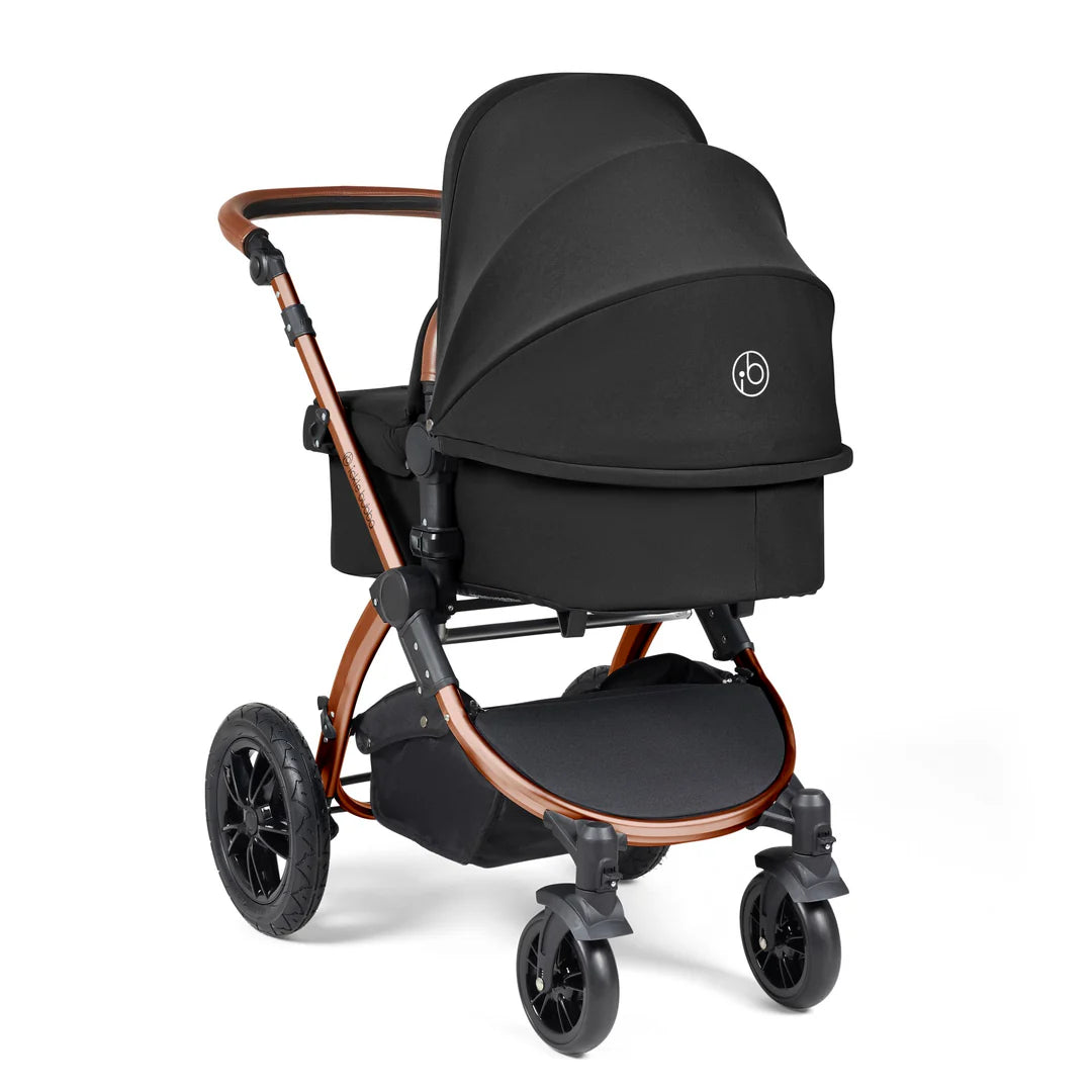 Ickle bubba Stomp Luxe All in One Premium i-Size Travel System with ISOFIX Base *Midnight - Tan handle