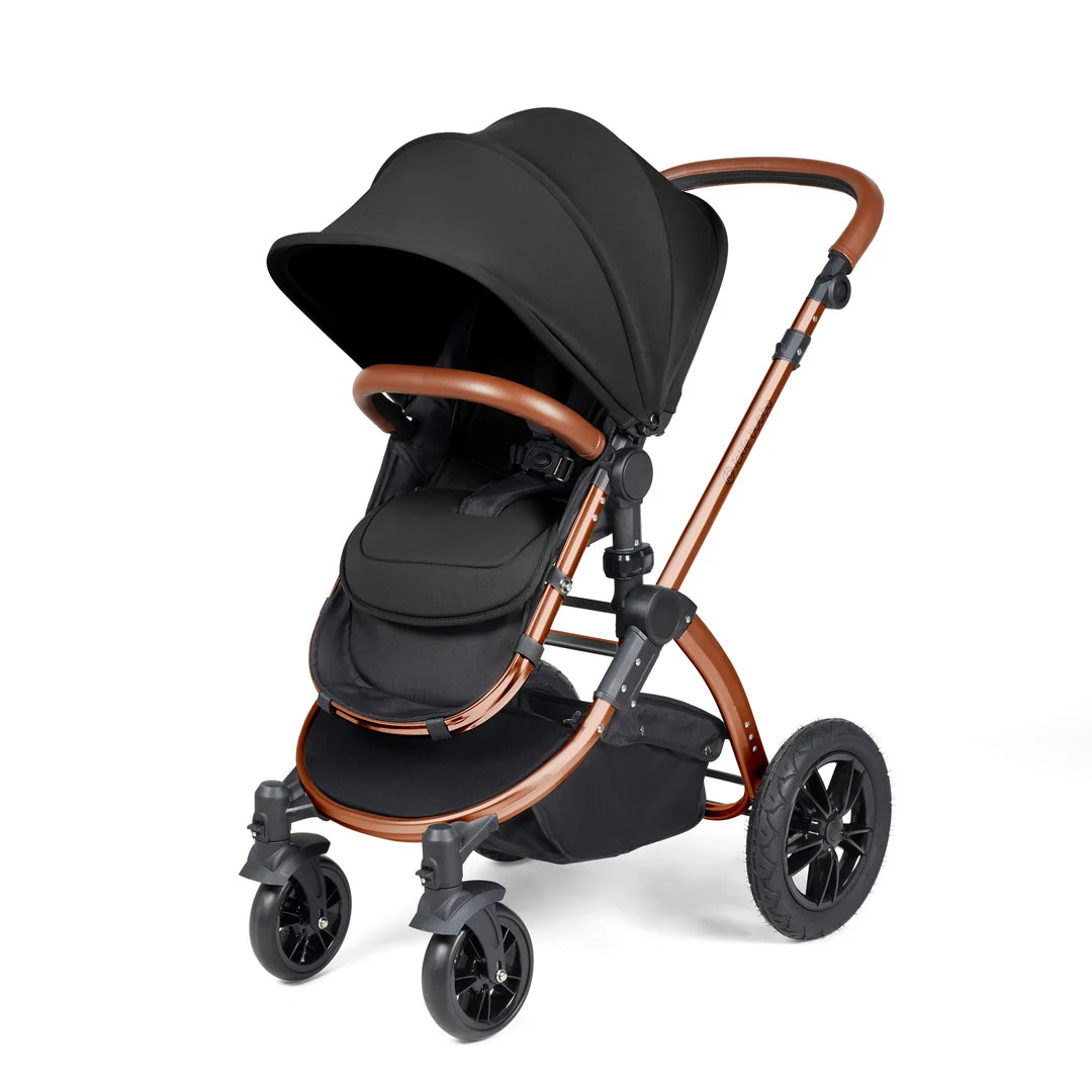 Ickle bubba Stomp Luxe All in One Premium i-Size Travel System with ISOFIX Base *Midnight - Tan handle