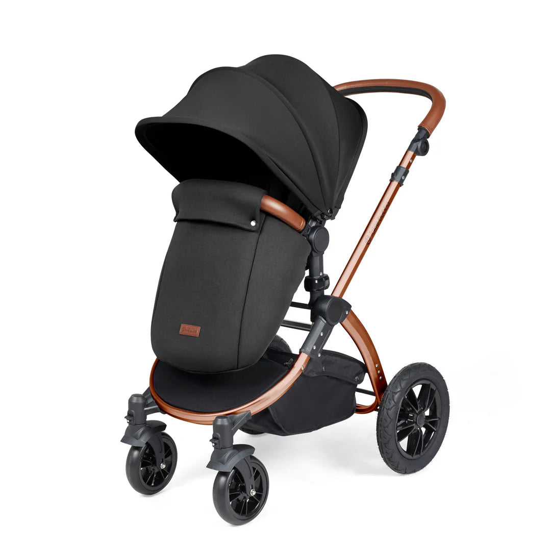 Ickle bubba Stomp Luxe All in One Premium i-Size Travel System with ISOFIX Base *Midnight - Tan handle