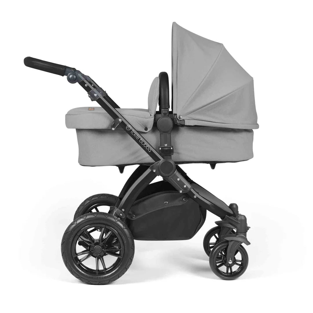 Ickle Bubba Stomp Luxe Travel System & Home 14 Piece Bundle Pearl Grey /Black Chassis/Black handle