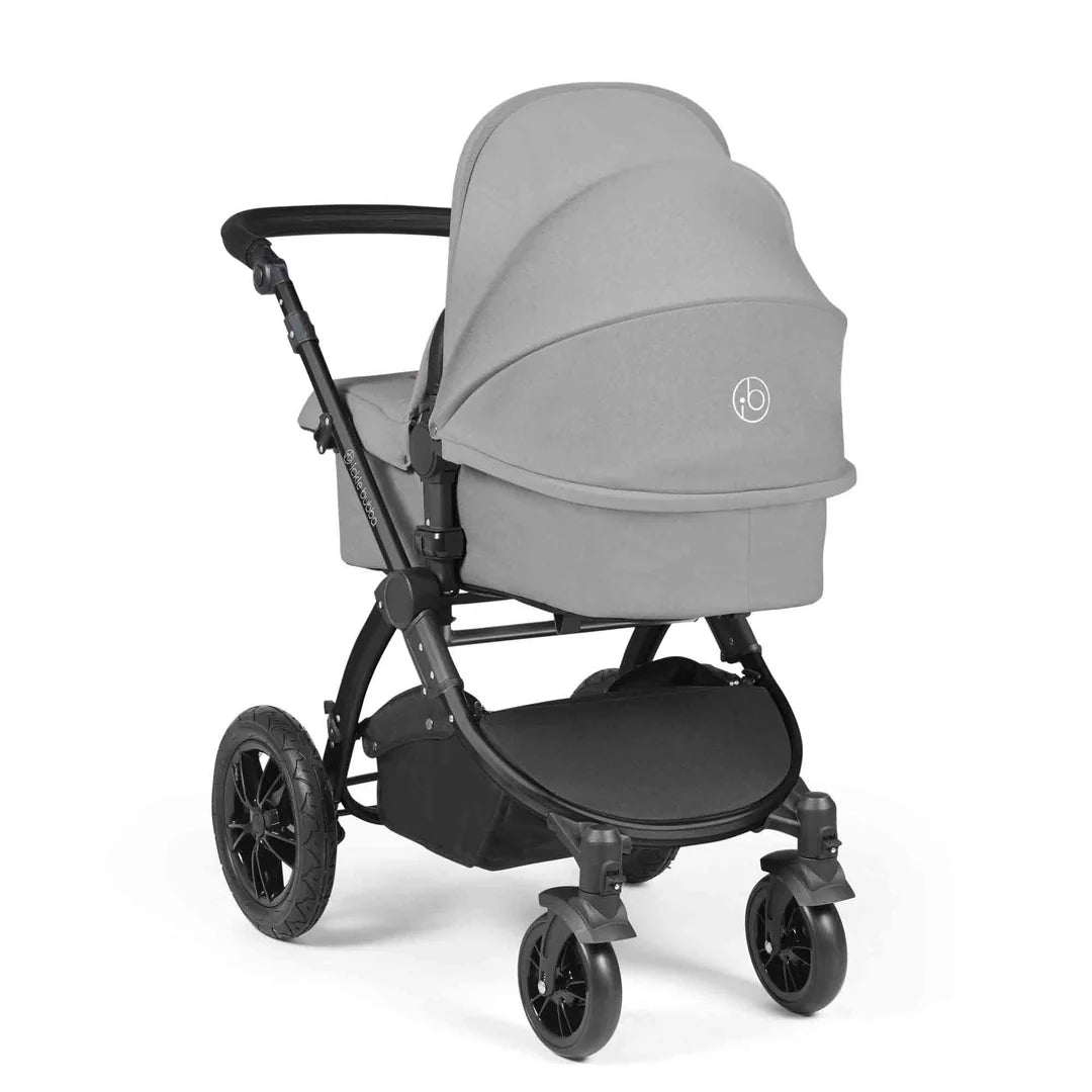 Ickle Bubba Stomp Luxe Travel System & Home 14 Piece Bundle Pearl Grey /Black Chassis/Black handle