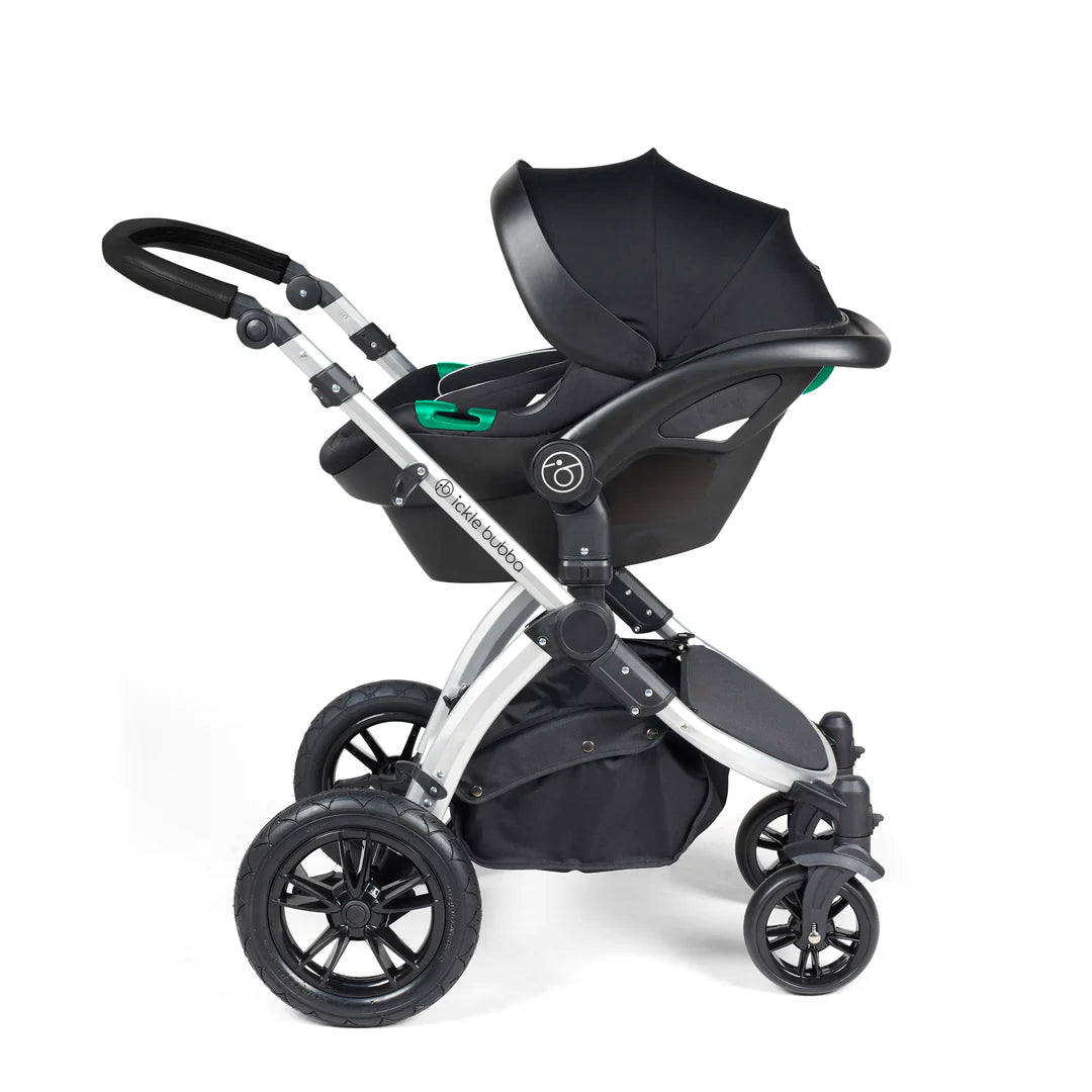Ickle Bubba Stomp Luxe Travel System & Home 14 Piece Bundle Desert /Silver Chassis/Black handle
