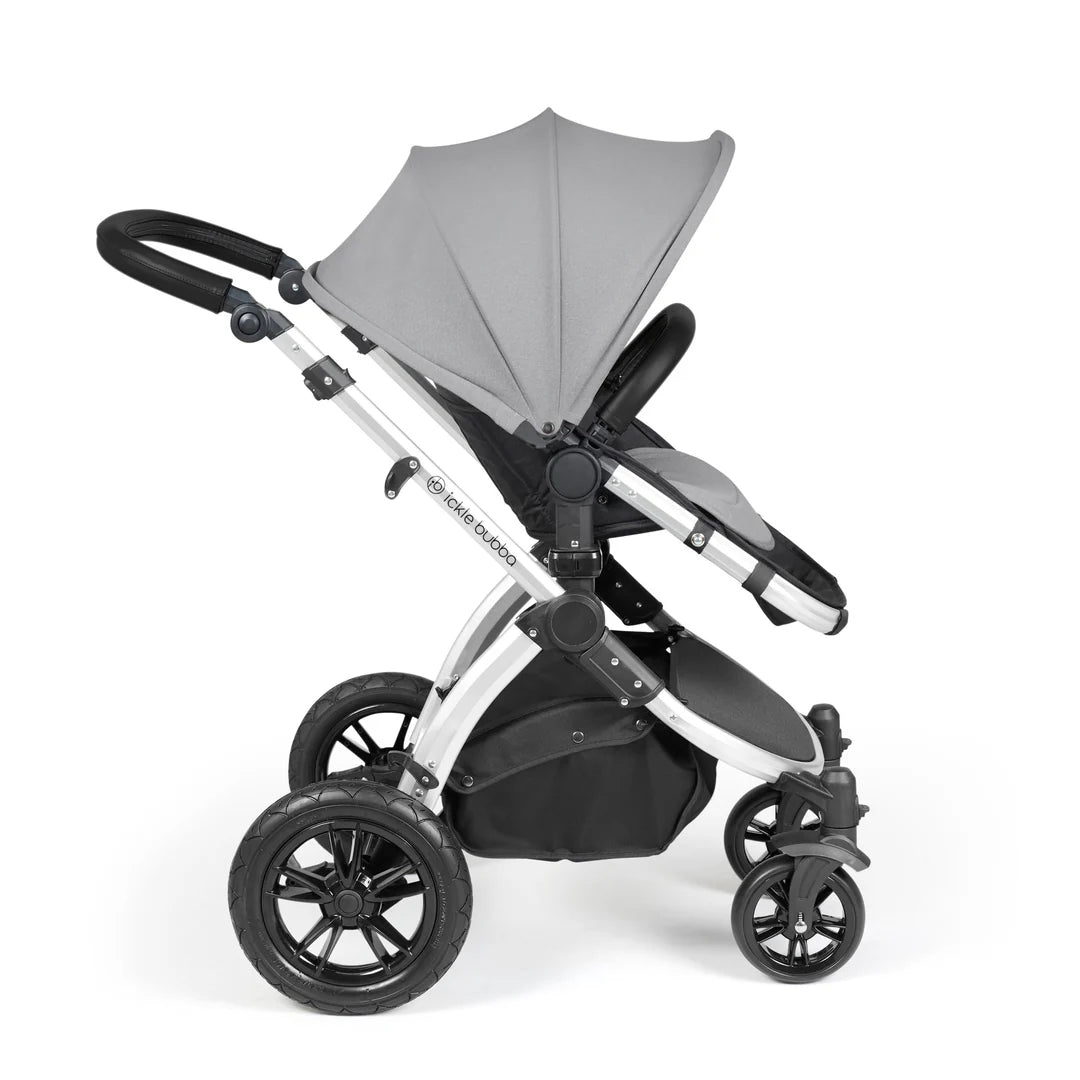 Ickle Bubba Stomp Luxe Travel System & Home 14 Piece Bundle Desert /Silver Chassis/Black handle