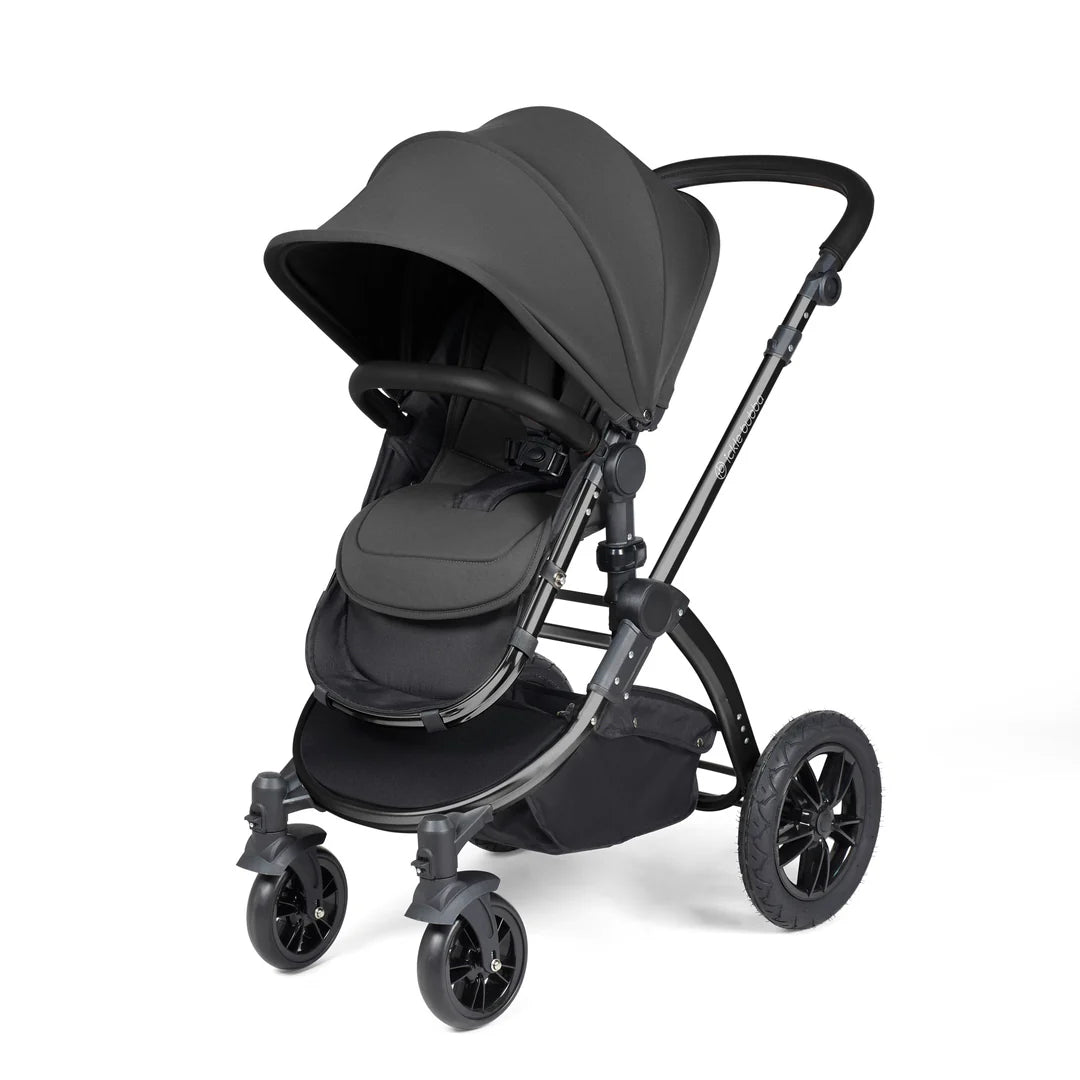Ickle Bubba Stomp Luxe Travel System & Home 14 Piece Bundle Charcoal Grey /Black Chassis/Black handle