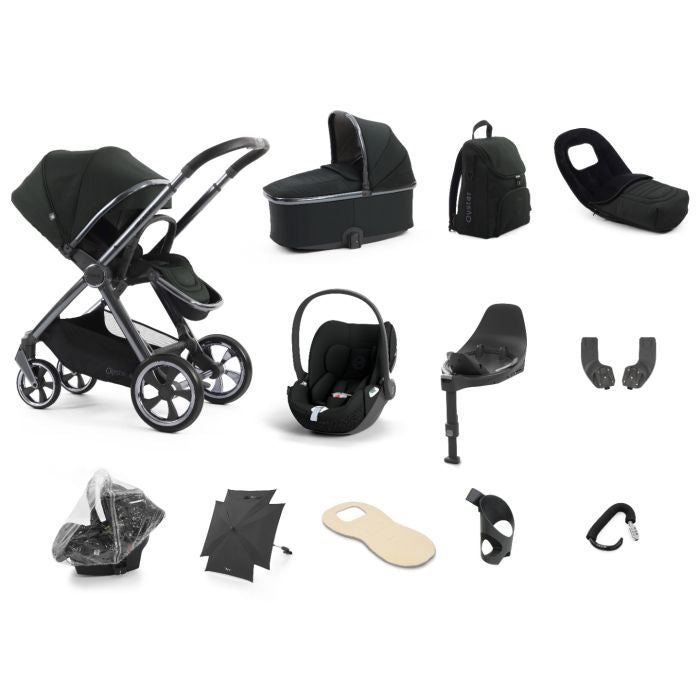 BabyStyle Oyster4 Pushchair Ultimate 12 Piece Bundle with Cybex Cloud T i-Size Car Seat and Base - Black Olive *Message us to check availability