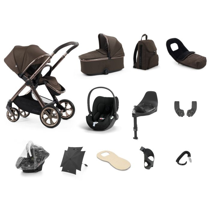BabyStyle Oyster4 Pushchair Ultimate 12 Piece Bundle with Cybex Cloud T i-Size Car Seat and Base - Chocolate Velvet *Message us to check availability