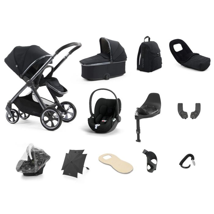 BabyStyle Oyster4 Pushchair Ultimate 12 Piece Bundle with Cybex Cloud T i-Size Car Seat and Base - Carbonite *Message us to check availability