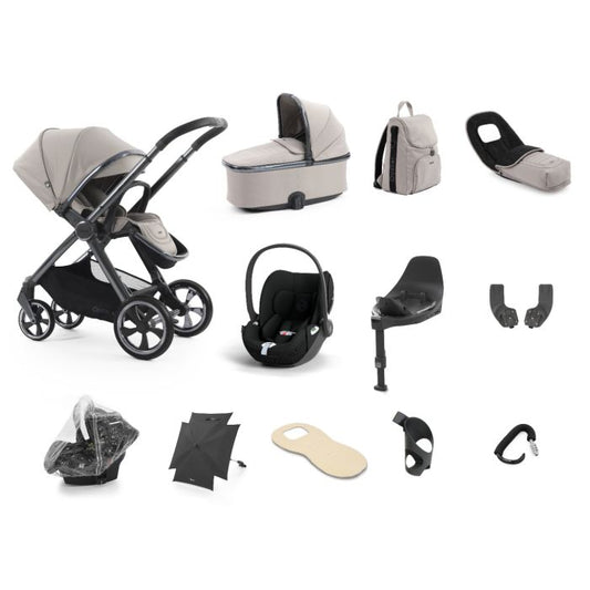 BabyStyle Oyster4 Pushchair Ultimate 12 Piece Bundle with Cybex Cloud T i-Size Car Seat and Base - Stone *Message us to check availability