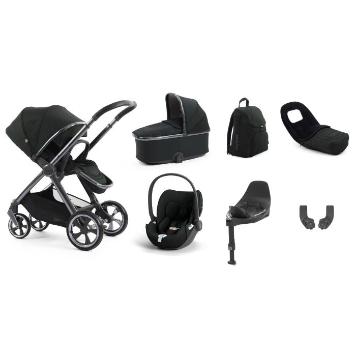BabyStyle Oyster4 Pushchair Luxury 7 Piece Bundle with Cybex Cloud T i-Size Car Seat and Base - Black Olive *Message to check delivery estimate