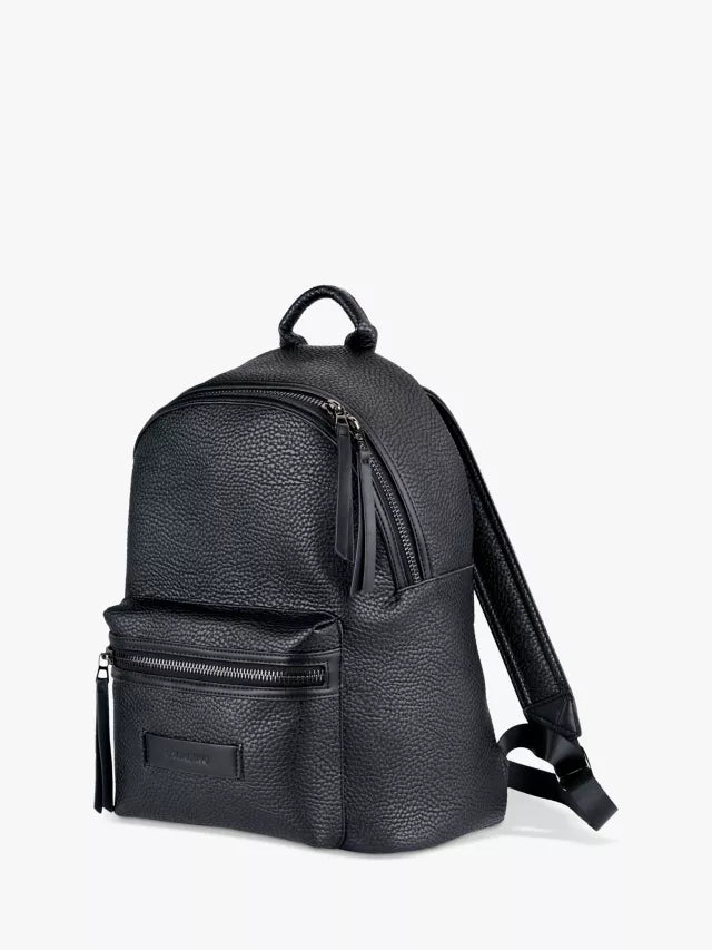 BabaBing! Luca Tumbled Vegan Leather Backpack Changing Bag, Black