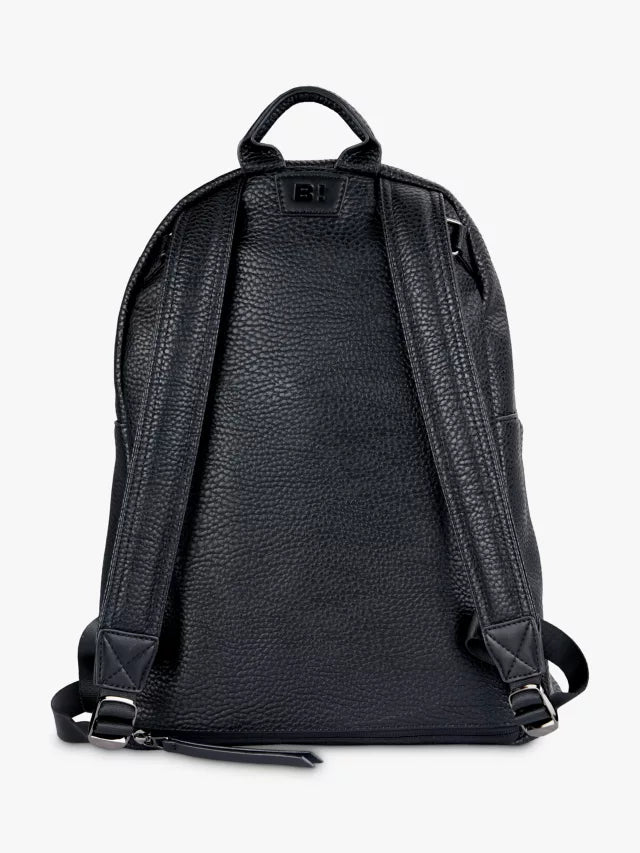 BabaBing! Luca Tumbled Vegan Leather Backpack Changing Bag, Black