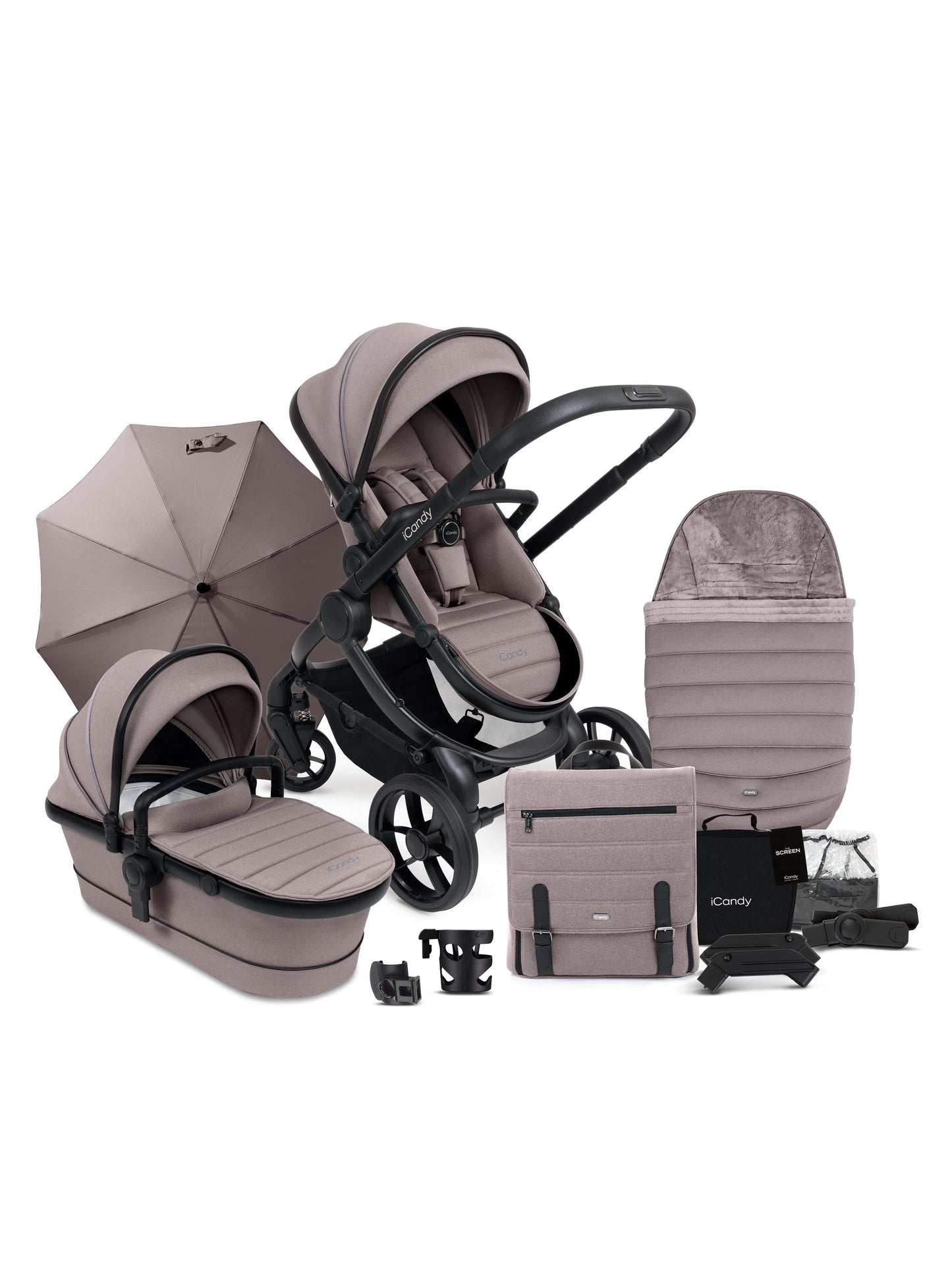 iCandy Peach 7 Pushchair & Accessories Bundle, Porcini