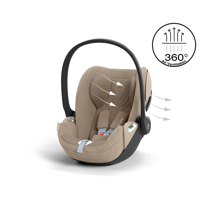iCandy Peach 7 Pushchair & Accessories with Cybex Cloud T Baby Car Seat and Base T Bundle, Biscotti/Cozy beige