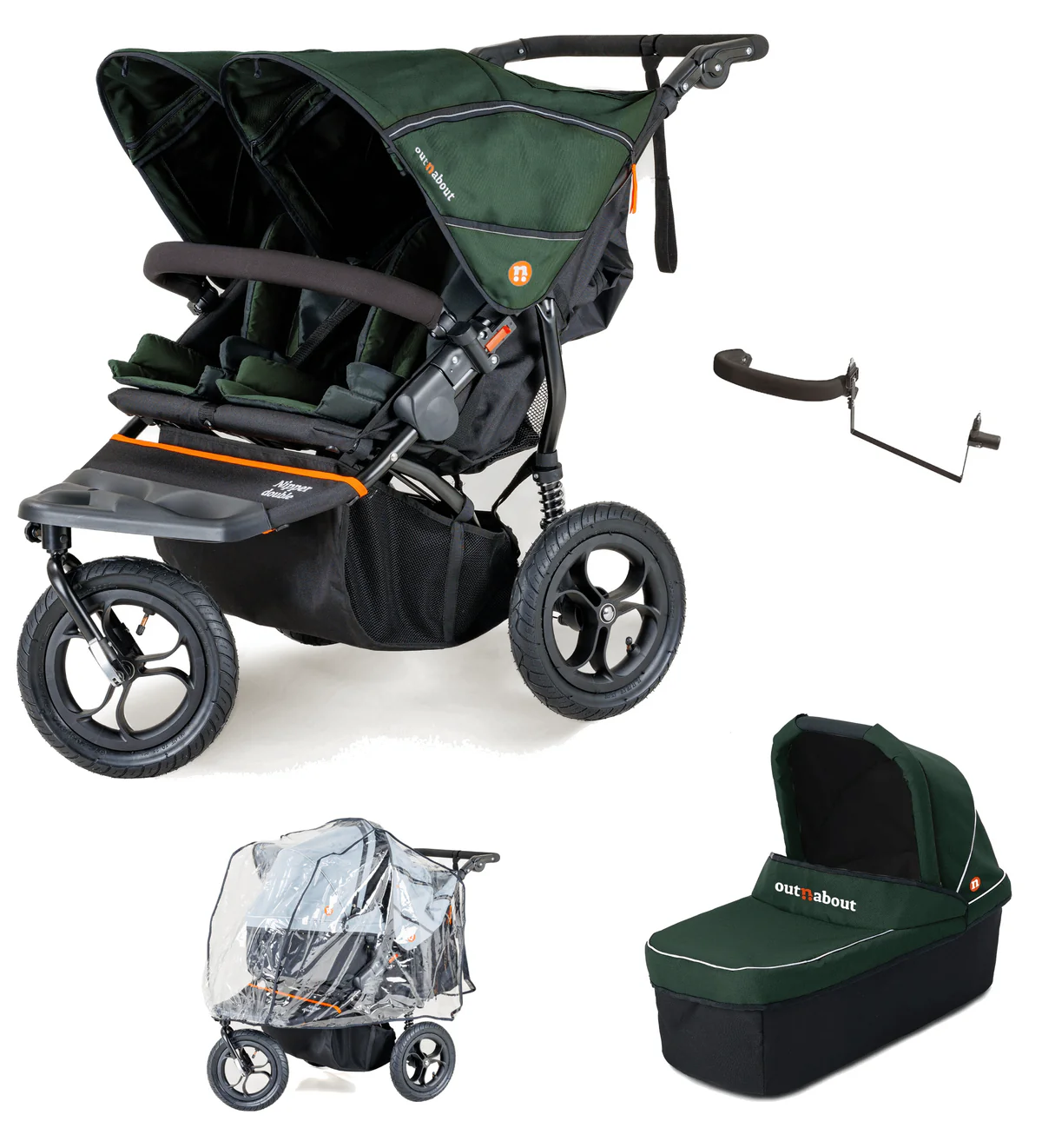 Out n About Nipper V5 Double Pushchair Starter Bundle Sycamore Green