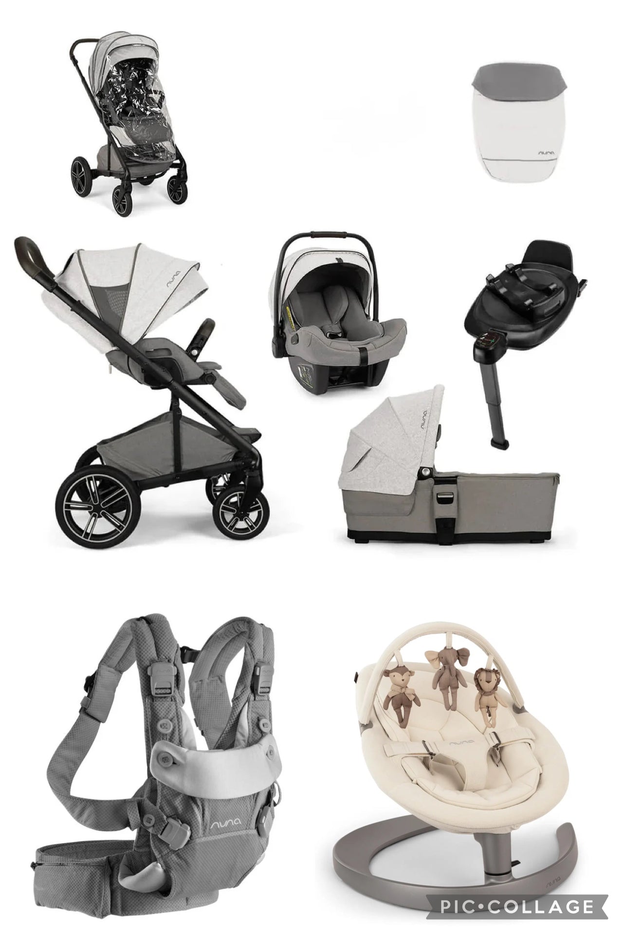 Jolly Tots HUGE Bundle Inc Nuna Mixx Next Travel System in Mineral, Nuna Leaf Cloud and Nuna Cudl Carrier