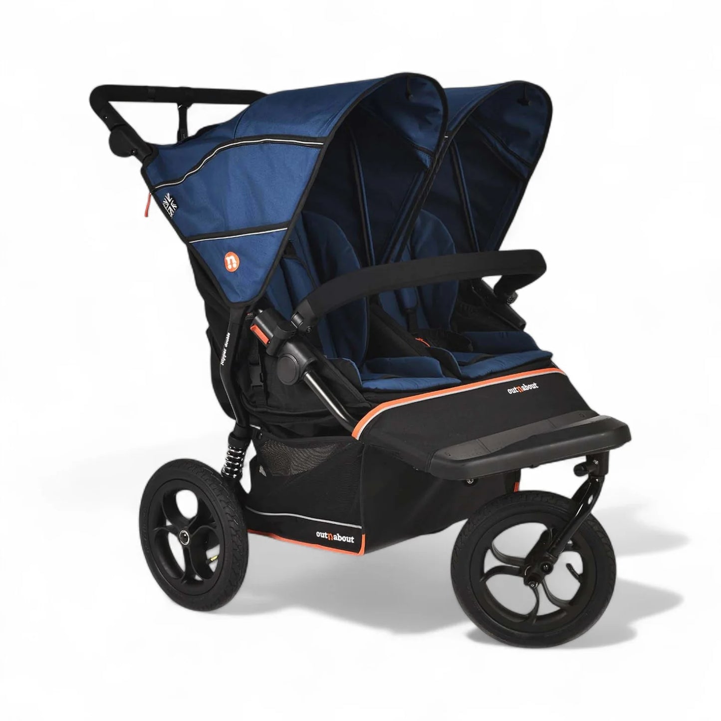 Out'n'About Nipper V6 Double Pushchair, Highland Blue Pre Order September Delivery