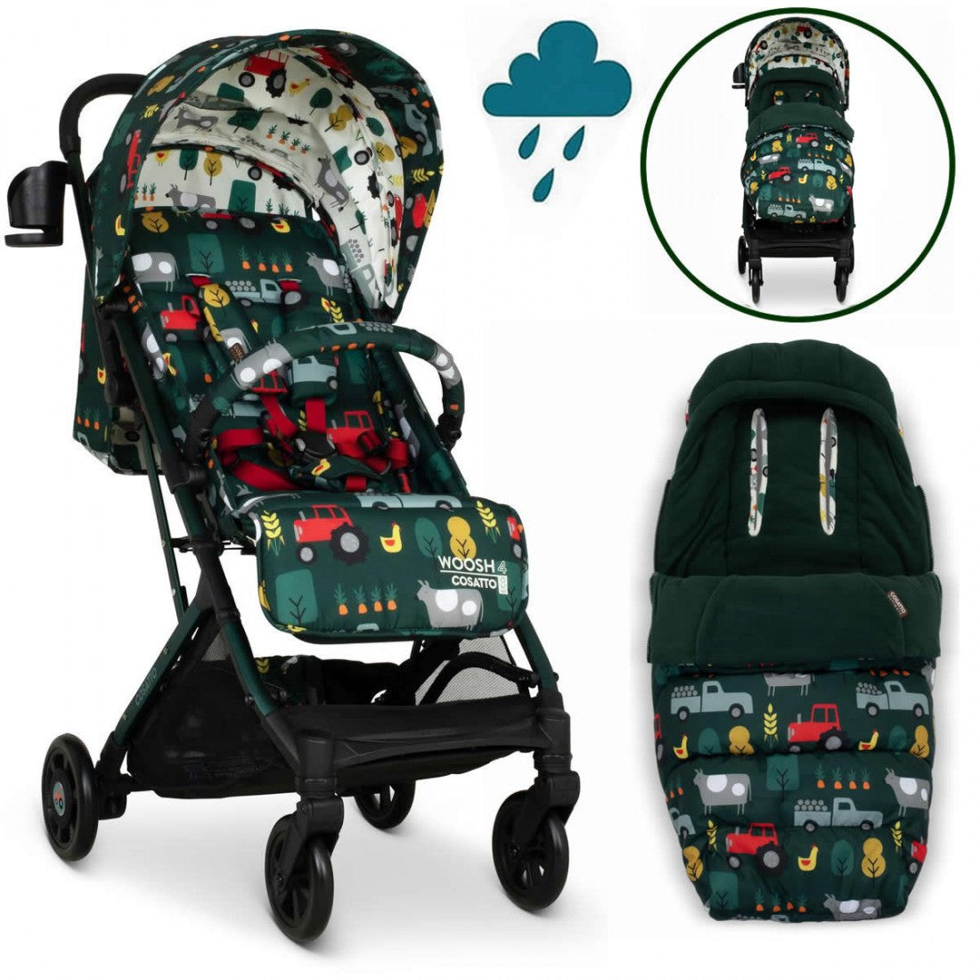 Cosatto Woosh 4 Stroller Old Macdonald FREE footmuff