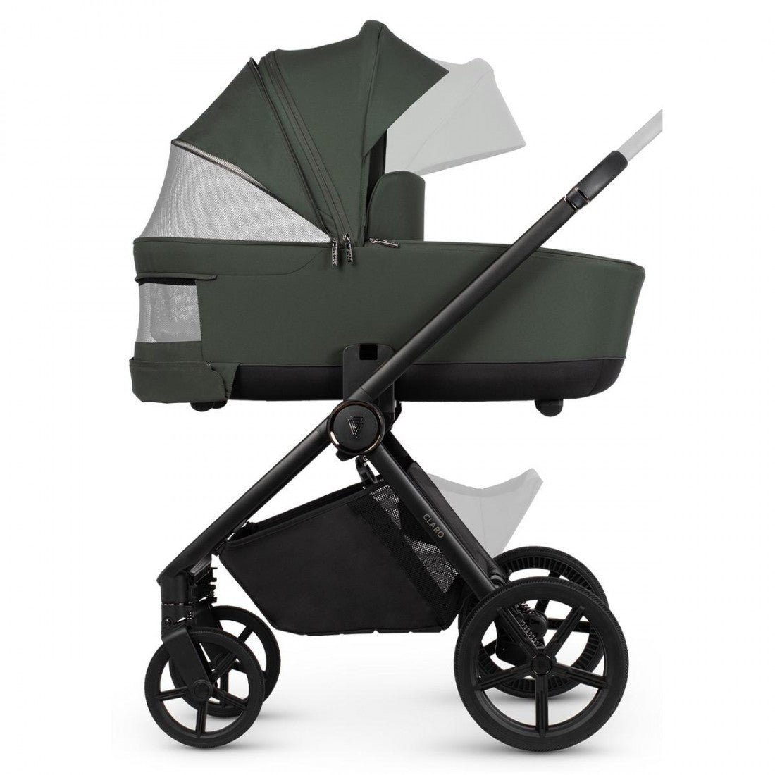 Venicci Claro 3 in 1 with Tiago 360 Car Seat + Base Complete Travel System Bundle, Forest