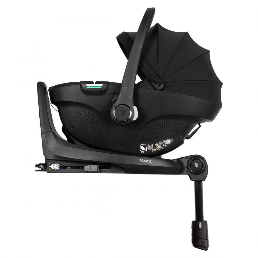 Venicci Claro 3 in 1 with Tiago 360 Car Seat + Base Complete Travel System Bundle, Noir