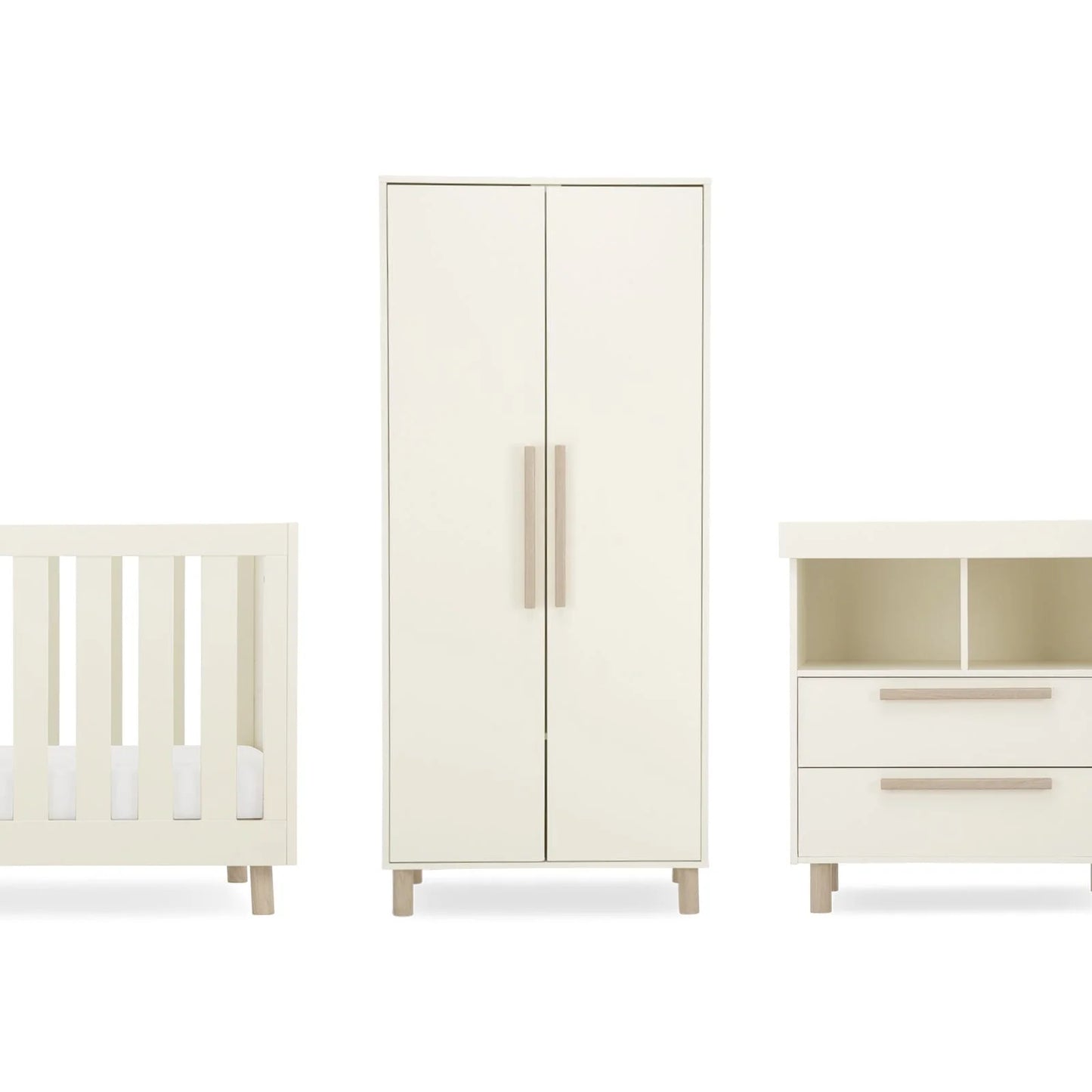 Cuddle Co Harper 3 Piece Nursery Furniture - Cream and Ash