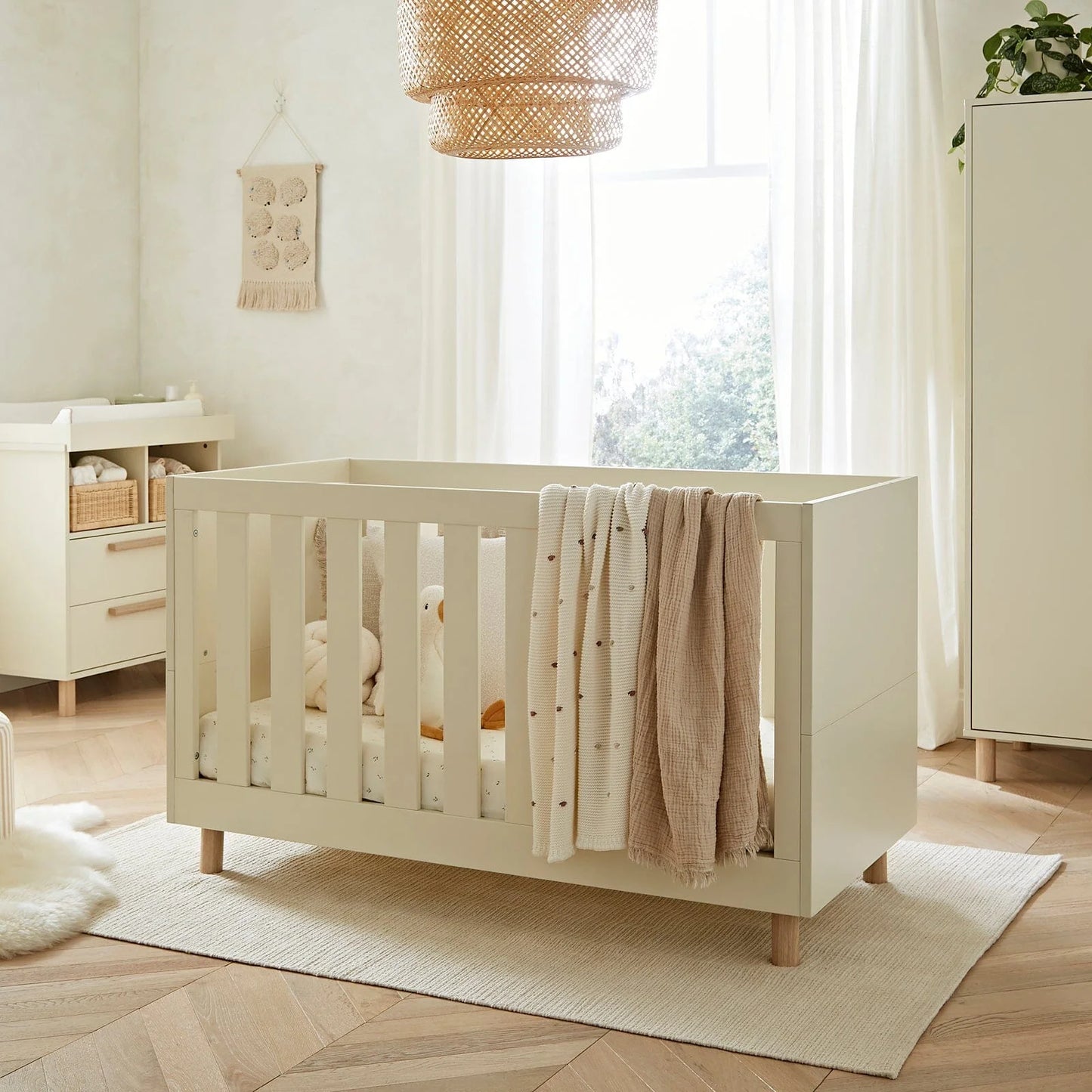 Cuddle Co Harper 3 Piece Nursery Furniture - Cream and Ash